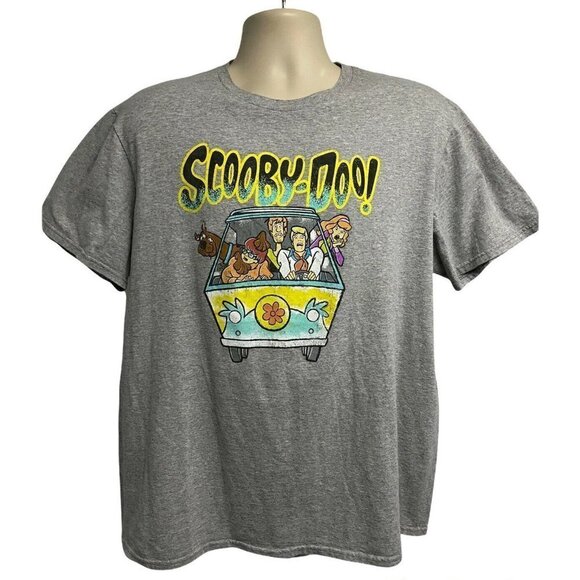 Scooby Doo Mystery Machine Gray Graphic SS T-Shirt XL Stretch Cotton Cartoon TV - Picture 1 of 6